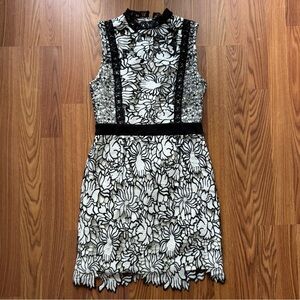 Aqua Bloomingdale’s Floral Pattern Mini Sleeveless Dress